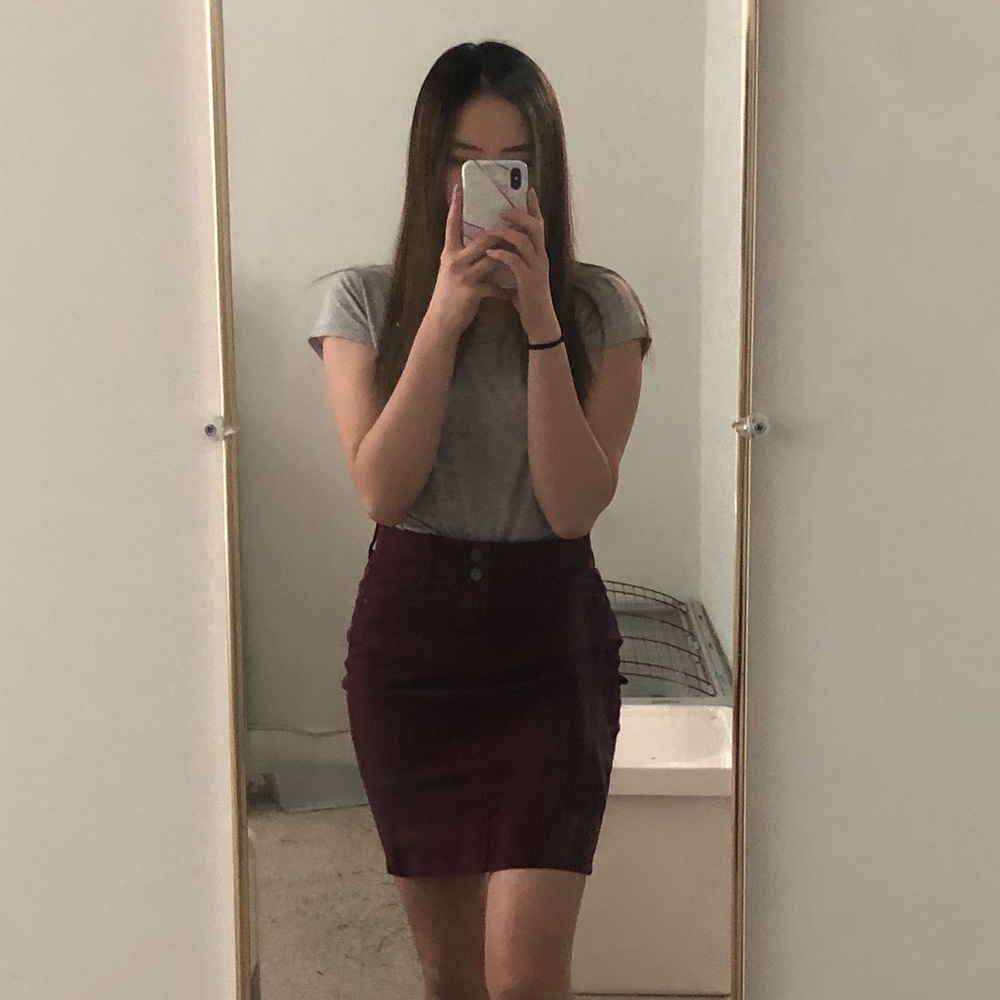 Burgundy High Waisted Skirt